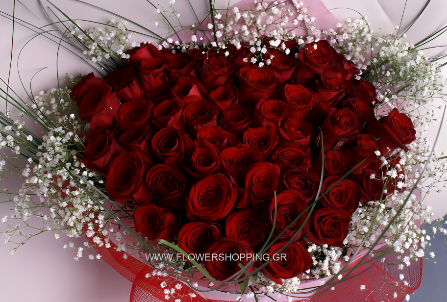 51 Romantic Red Roses Bouquet – Order flowers online Athens
