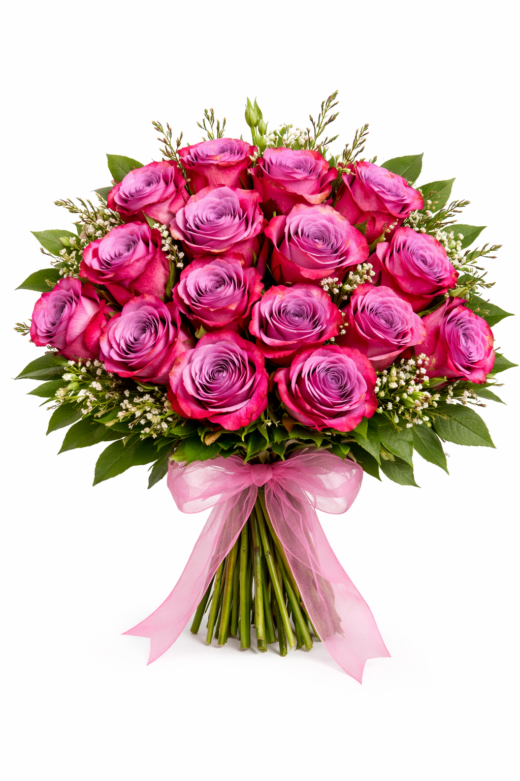 Bouquet with Pink–Purple Bicolor Roses