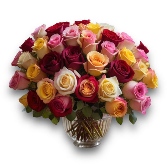 Colourful Roses Bouquet for Delivery in Athens