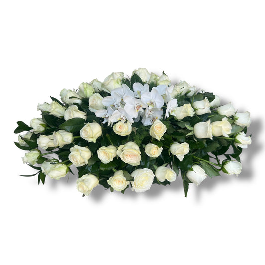 Bouquet of white flowers on a white background available for Athens flower delivery with same day delivery
