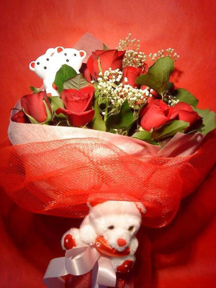 9 reds & «I love you» Teddy bear