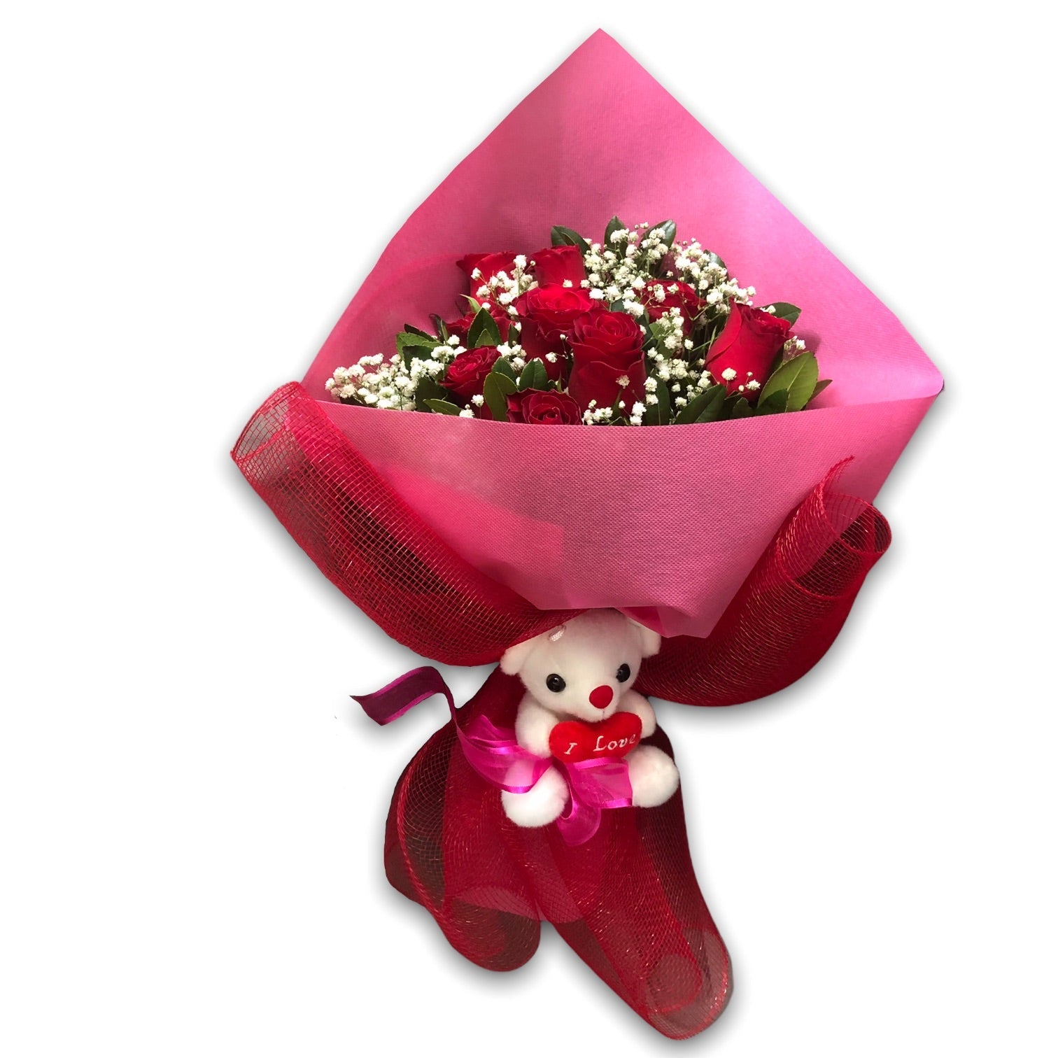 Red roses & Teddy bear