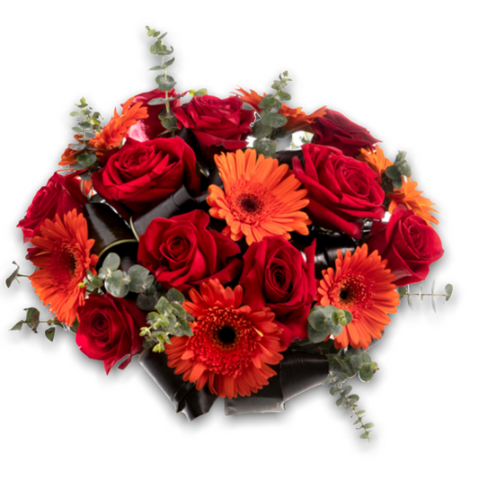 Zerberas & Red Rose Bouquet for Romantic Delivery in Athens.